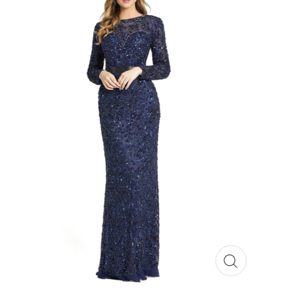 NWT MAC DUGGAL MIDNIGHT LONG SLEEVE EMBELLISHED GOWN - SIZE 10